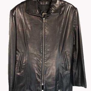 JACKET LAMB LEATHER JACKET, FLUTED HEMLINE, TOP QUALITY SOFT LEATHER, TAGS ON,